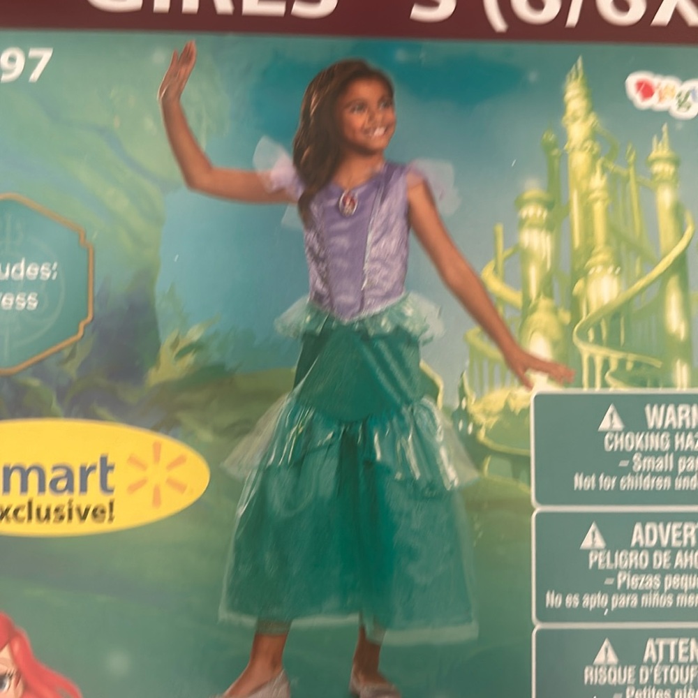 Ariel “Little Mermaid “dress costume. Size Small 6-6X. NWT.